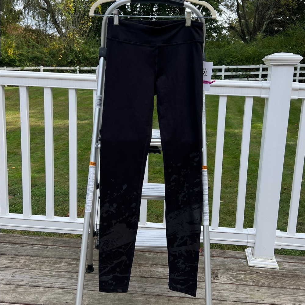 Athleta Black Speed of Light Tights w/ metallic detail